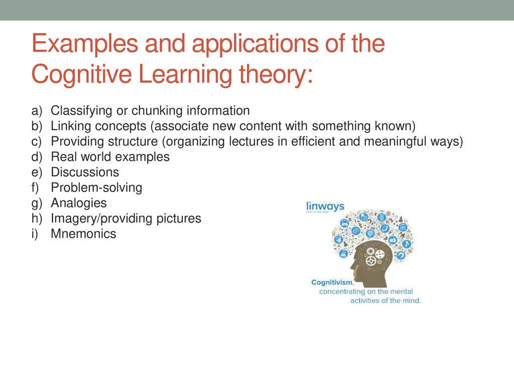 Example of discount cognitivism learning theory